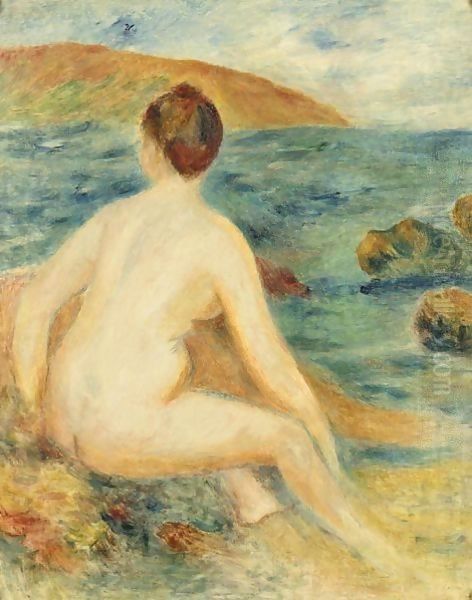 Baigneuse Nue Assise Au Bord De La Mer Oil Painting by Pierre Auguste Renoir