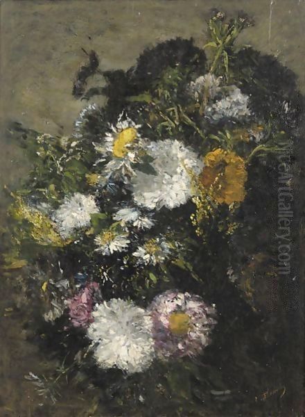 Etude De Marguerites Oil Painting by Eugene Boudin