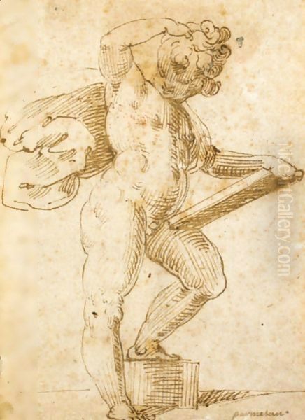 Figura Di Putto Con Tavoletta Oil Painting by Giovanni Battista Spinelli