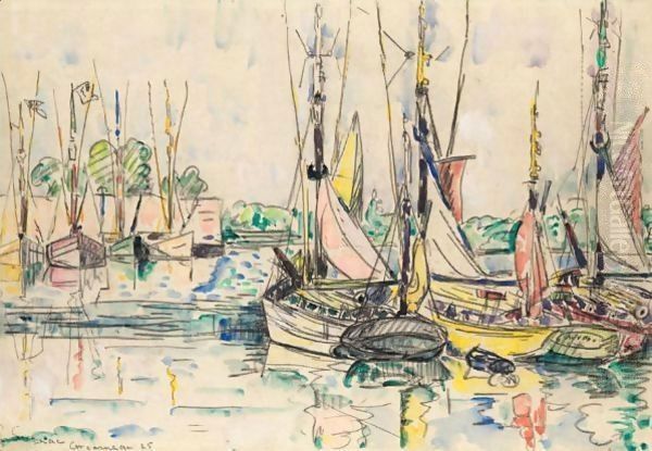 Concarneau, Les Thoniers Oil Painting by Paul Signac