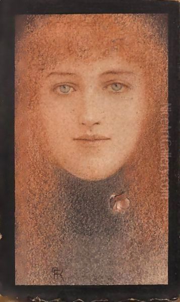 Portrait De Femme Oil Painting by Fernand Khnopff