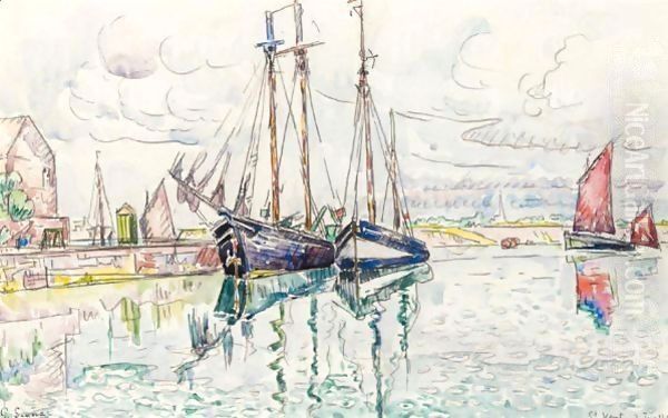 Voiliers Au Port De Saint Vaast La Hougue Oil Painting by Paul Signac