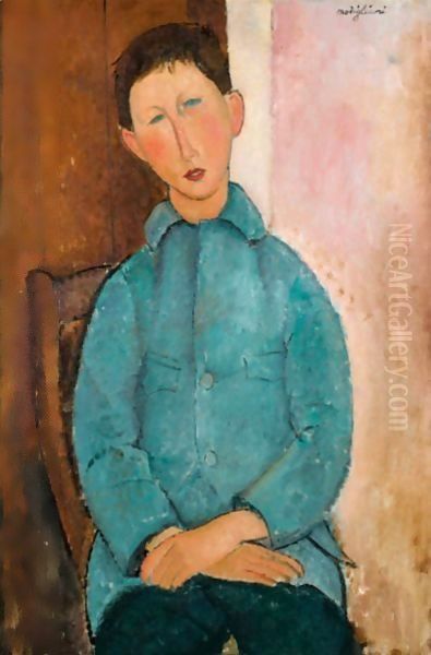 Garcon A La Veste Bleue Oil Painting by Amedeo Modigliani