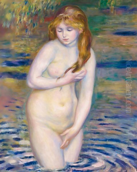 Jeune Femme Se Baignant Oil Painting by Pierre Auguste Renoir