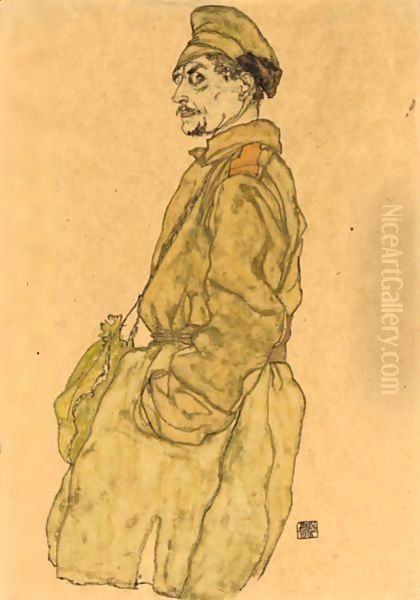 Kriegsgefangener Russe (Russian Prisoner Of War) Oil Painting by Egon Schiele