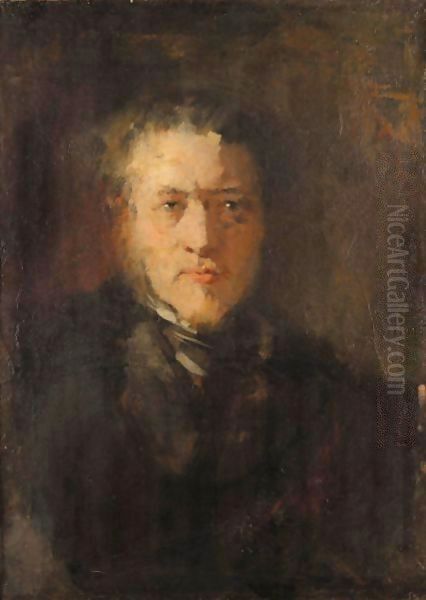 Bildnis Des Malers Johann Herterich (The Painter Johann Herterich) Oil Painting by Wilhelm Leibl