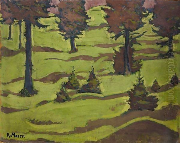 Ein Bewaldeter Hugel (Wooded Hill) Oil Painting by Koloman Moser