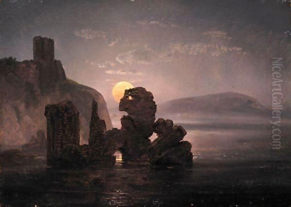 Ruiner Ved Baia (Ruins Near Baia) Oil Painting by Johan Christian Clausen Dahl