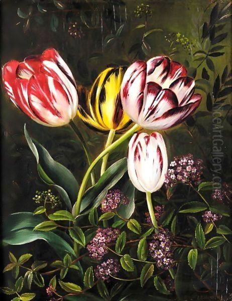 Tulipaner (Tulips) Oil Painting by Johan Laurentz Jensen