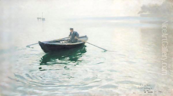 Alkejegeren (Rowing) Oil Painting by Fritz Thaulow