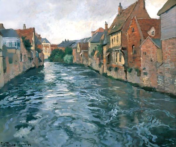 Bord De Riviere, Vue D'Abbeville Oil Painting by Fritz Thaulow