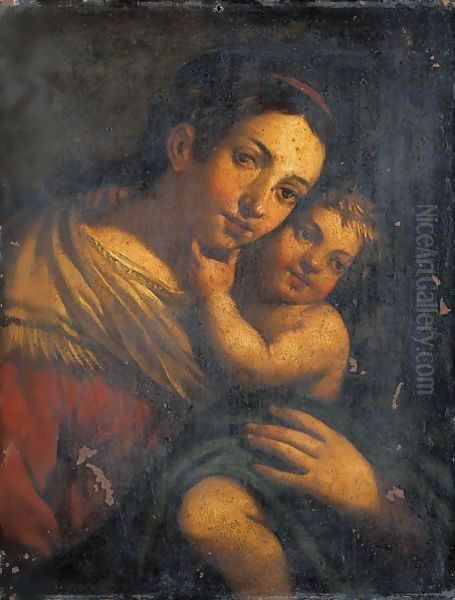 Madonna Col Bambino Oil Painting by Giacomo Cavedone