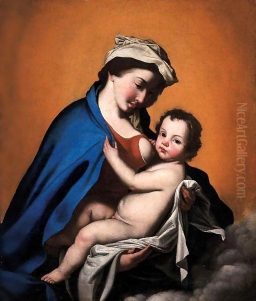 Madonna Col Bambino Oil Painting by Jusepe de Ribera