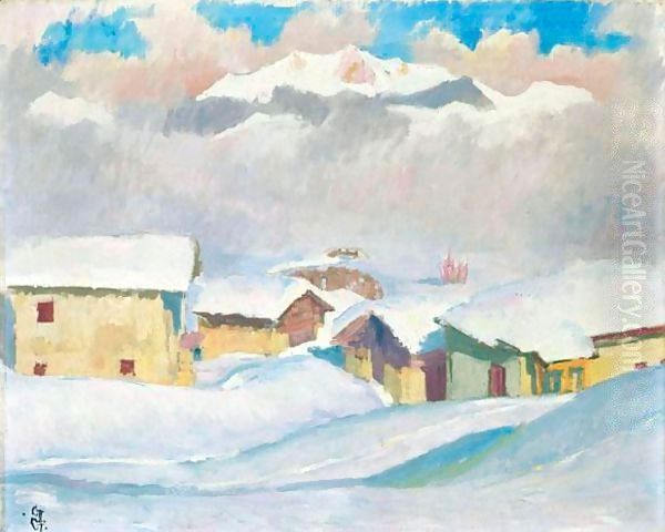 Winterlandschaft, 1927 Oil Painting by Giovanni Giacometti