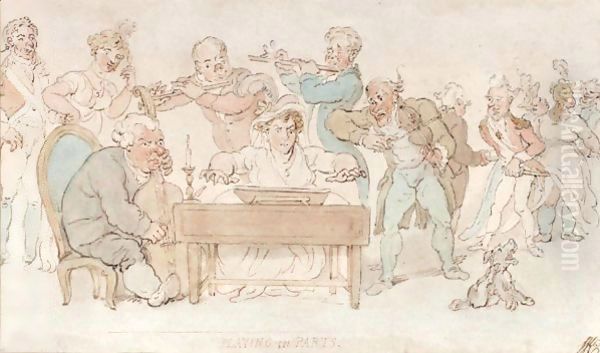 Playing In Parts Oil Painting by Thomas Rowlandson