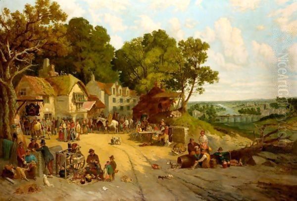 Outside The Canterbury Arms Hotel Oil Painting by John Holland