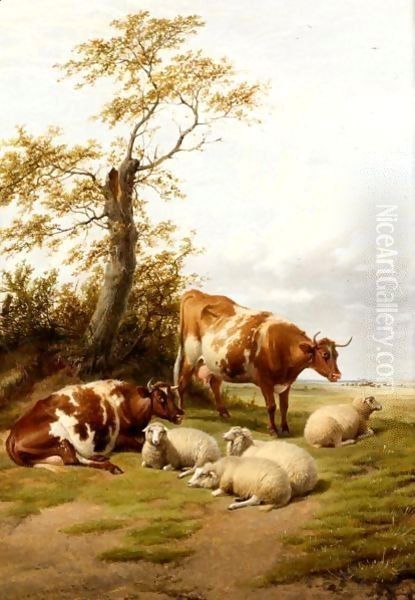 Noonday Rest, Canterbury Oil Painting by Thomas Sidney Cooper