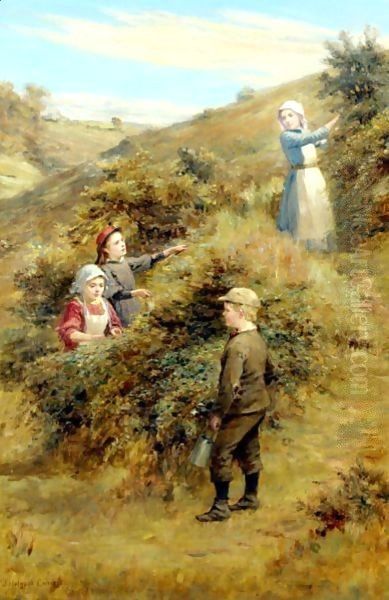 Blackberry Gatherers Oil Painting by John Hodgson Campbell