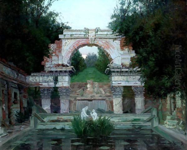 The Roman Ruin In Schonbrunn, Vienna Oil Painting by Jakob Koganowsky