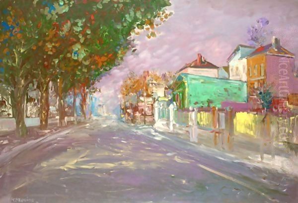 Street Scene In The Suburbs Of Paris Oil Painting by Konstantin Alexeievitch Korovin