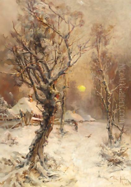 Winter Landscape 2 Oil Painting by Iulii Iul'evich (Julius) Klever