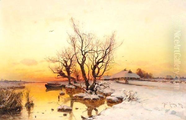 Winter Landscape 3 Oil Painting by Iulii Iul'evich (Julius) Klever