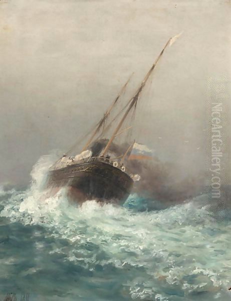 Steamship Olga Oil Painting by Lef Feliksovich Lagorio