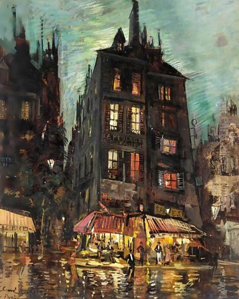 View Of The Rue De Venise, Paris Oil Painting by Konstantin Alexeievitch Korovin