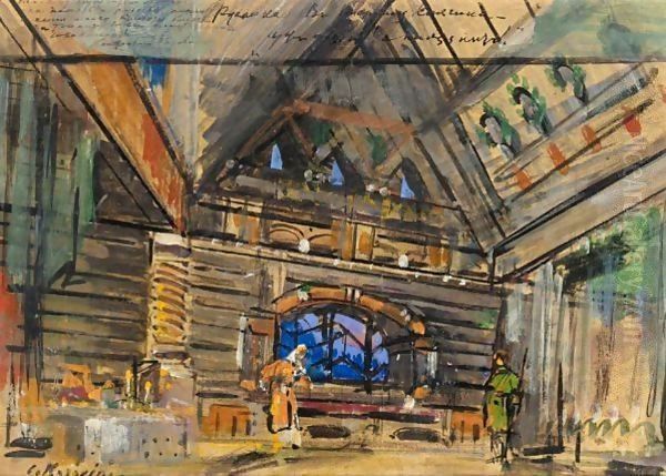 Stage Design For The Opera Russalka Oil Painting by Konstantin Alexeievitch Korovin