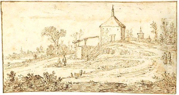 Landscape With A Chapel On A Hill Oil Painting by Jan van Goyen