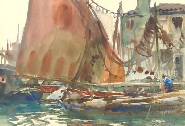 Drying Sails Oil Painting by John Singer Sargent