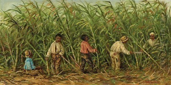 Sugar Cane Cutting Oil Painting by William Aiken Walker