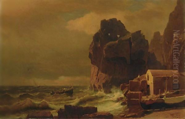 Rocky Coast, Capri Oil Painting by William Stanley Haseltine