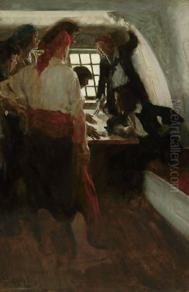 The Cabin Of The Treasure Seekers Oil Painting by Howard Pyle