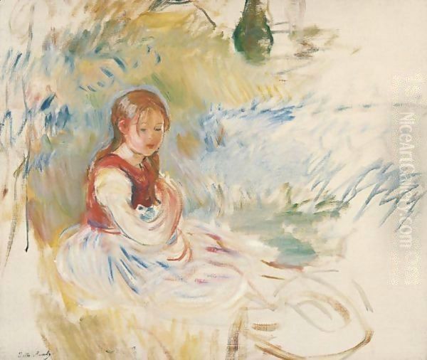 Petite Fille Assise Dans L'Herbe Oil Painting by Berthe Morisot