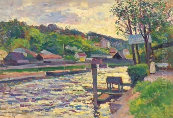 Guinguette Au Bord De L'Eau Oil Painting by Maximilien Luce