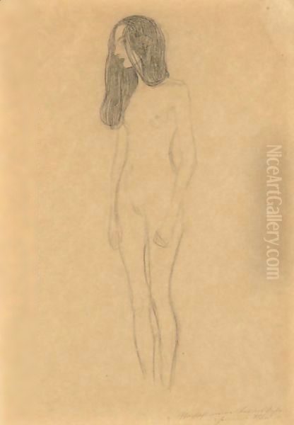 Madchenakt (Nude Female Figure) Oil Painting by Gustav Klimt