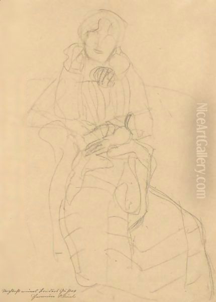 Seated Lady From The Front, Study For The Portrait Of Marie Henneberg Oil Painting by Gustav Klimt