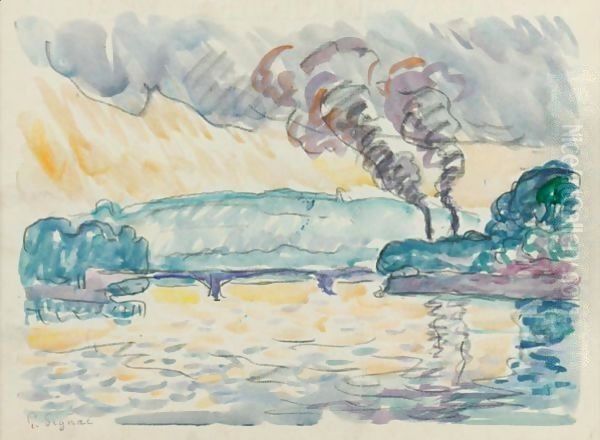 Bord De Seine Oil Painting by Paul Signac