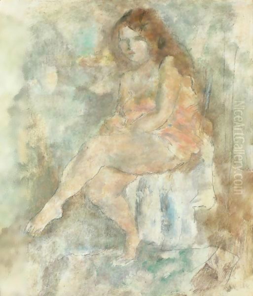 Femme Assise Oil Painting by Jules Pascin