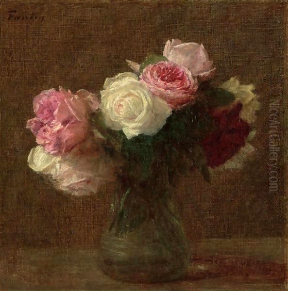 Roses 8 Oil Painting by Ignace Henri Jean Fantin-Latour