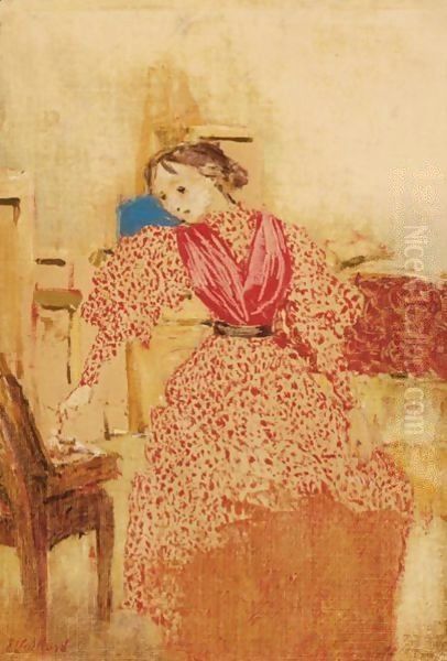 Demoiselle En Rouge Oil Painting by Jean-Edouard Vuillard