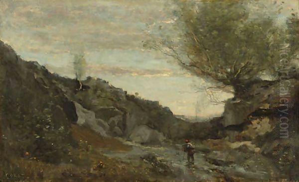 Un Torrent Des Abruzzes Oil Painting by Jean-Baptiste-Camille Corot