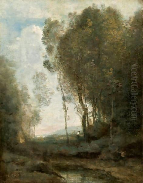 Bord Du Bois Oil Painting by Jean-Baptiste-Camille Corot