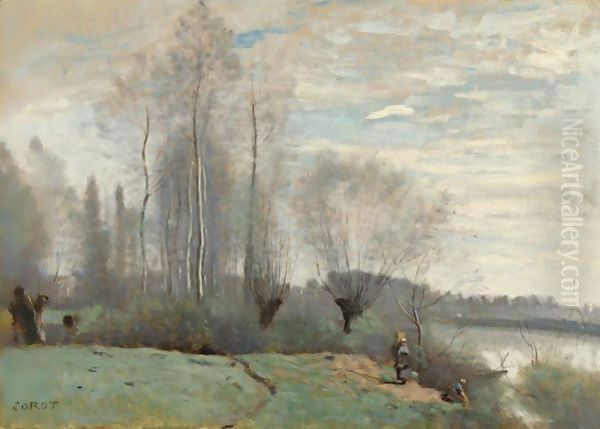 La Gelee Blanche A Auvers-Sur-Oise Oil Painting by Jean-Baptiste-Camille Corot