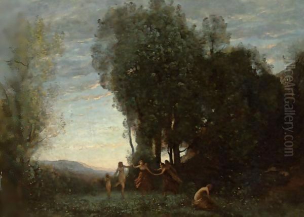 Ronde De Nymphes (Effet Du Matin) Oil Painting by Jean-Baptiste-Camille Corot