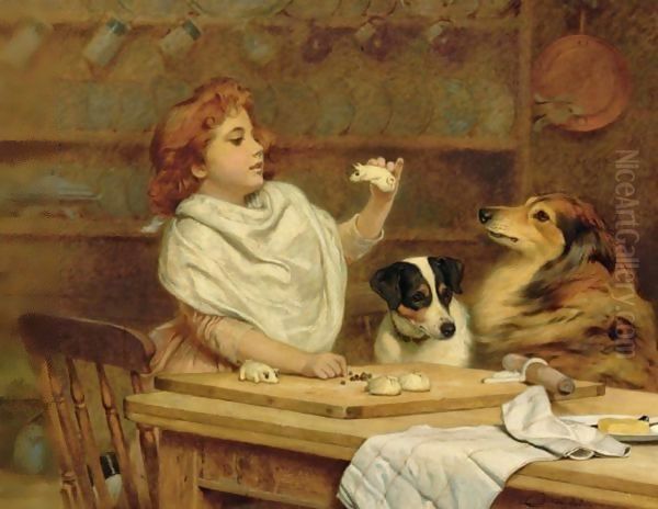 The Litte Baker With Her Two Assistants Oil Painting by Charles Burton Barber