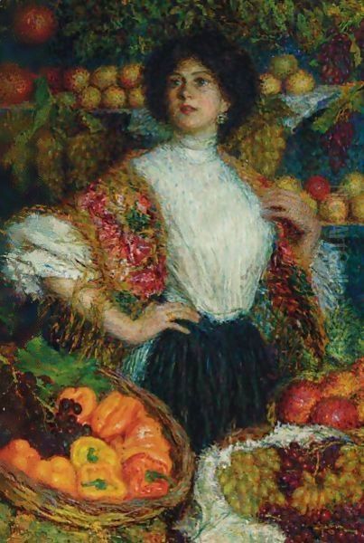 Fiore E Frutta Oil Painting by Enrico della (Lionne) Leonessa