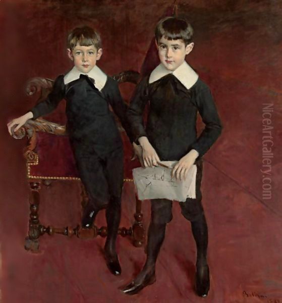 Portrait Of Luis And Pedro Subercaseaux Oil Painting by Giovanni Boldini