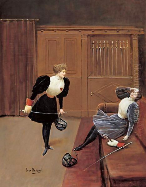 Les Escrimeuses Oil Painting by Jean-Georges Beraud